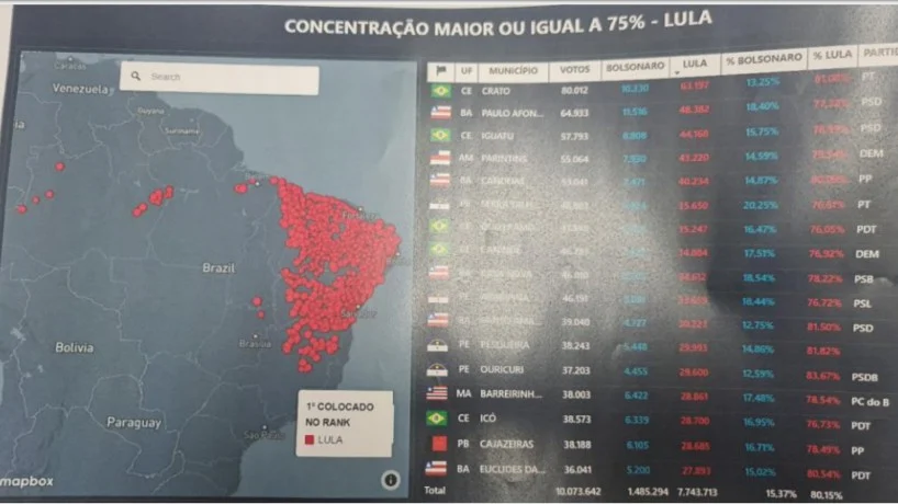  PRF usou mapa que tinha Crato, Iguatu e mais 3 cidades cearenses com muitos eleitores de Lula.
